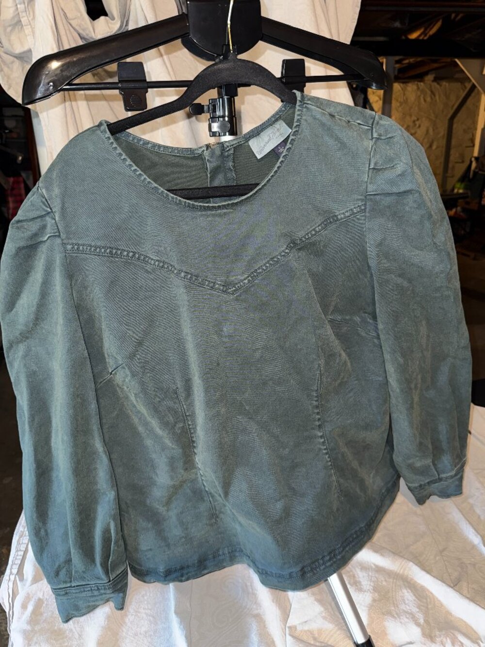 Long Sleeve  Green Denim Pullover Top Universal Thread, Size Large